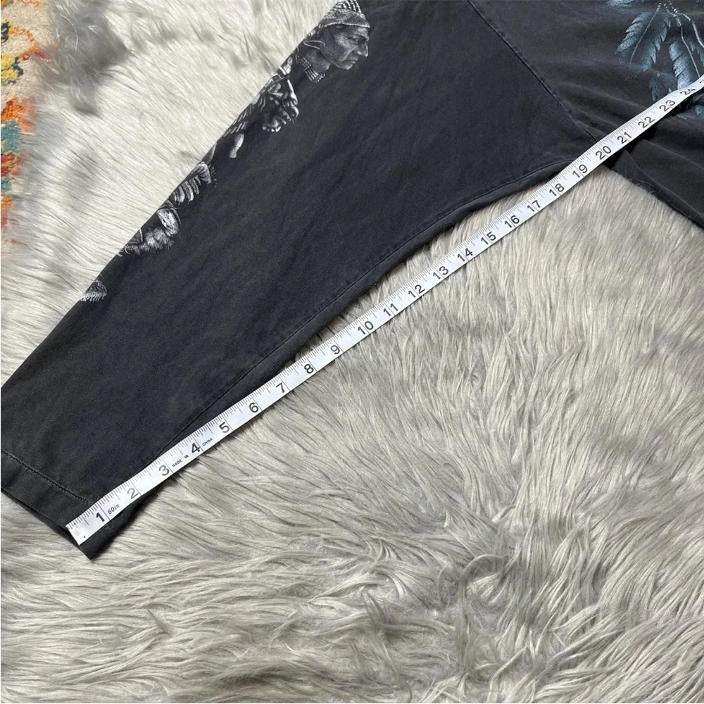 Vintage 90s Black Wolf Native American Long Sleeve Shirt Single Stitch